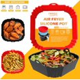 thumbnail image 4 of YWC- 8 Pouces Doublures en Silicone pour Friteuse Carrées (2 Pack) Rouges et Noires Inserts Réutilisables Antiadhésifs avec Poignées pour Cuisson Sans Dégâts et Résistance à la Chaleur – Compatibles avec Ninja COSORI Chefman et Plus, 4 of 4