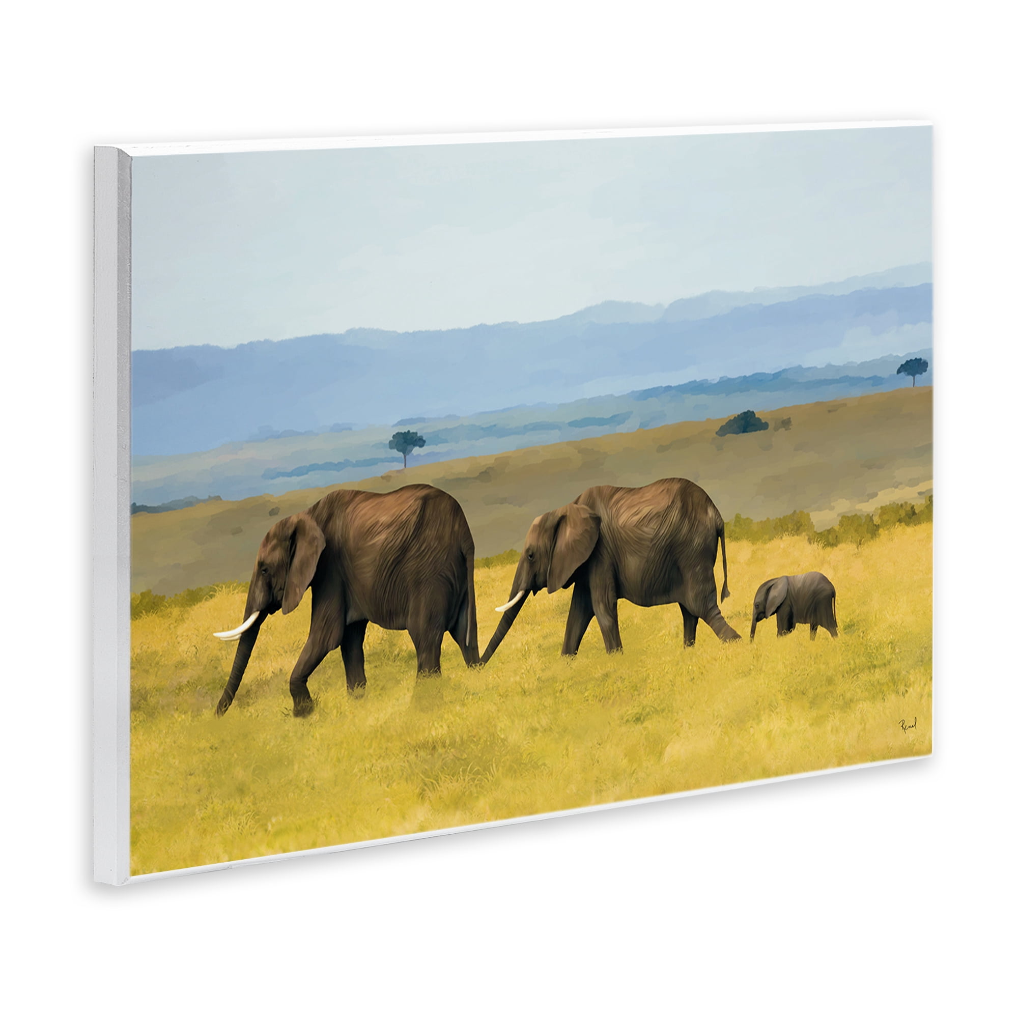 Stupell Industries Elephants In The Grassland Wall Plaque Art, design by Renel Peters