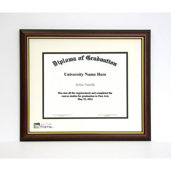 AnySizeFrame 7X9 Mahogany Diploma Frame with Gold Lip