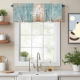 thumbnail image 2 of Summer Ocean Valance Curtain for Windows Sea Octopus White Coral Silhouette Retro Wood Grain Rod Pocket Curtain Valances Short Window Treatments for Kitchen Bathroom Laundry Basement 60 x 18 Inch, 2 of 9