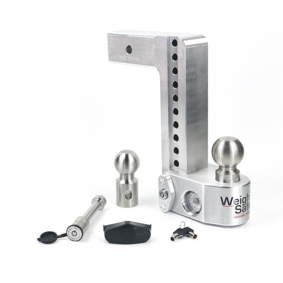 Weigh Safe Trailer Hitch Ball Mount WS10-2.5-KA Fits 2-1/2 Inch Receiver; 18500 Gross Trailer Weight; Adjustable; Stowable; 10 Inch Drop/11 Inch Rise