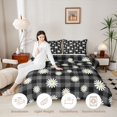 thumbnail image 4 of Manfei Flowers Daisy Queen Comforter Set 3 Pieces,Minimalist Checkered Comforter Sets Queen,1 Comforter and 2 Pillowcases,Reversible, 4 of 6