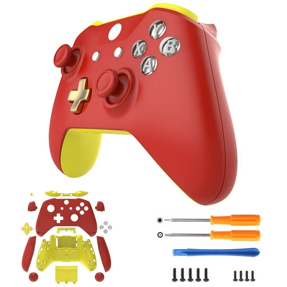 Case for Xbox One Slim Version Game Handle Controller Skin Bumper Shell for Xbox One S Gamepad Thumb Grips Protective Cover-Red Yellow