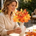 thumbnail image 4 of 1 Pc Fall Floral Pick, Autumn Pumpkin Maple Leaf Stem, Artificial Fall Flower Pick for Harvest Halloween Thanksgiving Table Vase Home Decor, 9.84 x 7.87 in, 4 of 9