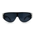 thumbnail image 5 of Womens Gaudy Fancy Hinge Flat Top Shield Rectangular Plastic Sunglasses Black Silver - Black, 5 of 8