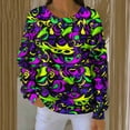 thumbnail image 6 of Craaazy Mardi Gras Long Sleeve Shirts for Women Casual Round Neck Carnival Tops Gifts, 6 of 6