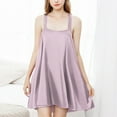 thumbnail image 2 of Sngxgn Womens Nightgown Sleep Shirt Dress Satin Short Sleeve Sleepwear(Hot Pink,One Size), 2 of 5