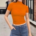 thumbnail image 3 of Breezora Womens Mock Turtle Neck Short Sleeve Slim Fit Ribbed Knit Tops Casual Summer Lightweight Breathable for Daily, 3 of 7