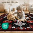 thumbnail image 4 of ODIKA 2'x3' Washable Throw Rug Red Black Halloween Decorations Horror Gothic Cross, Skulls, Bats, Design for Hallway, Study Room, Non-Slip Low Profile, Flatwoven, 4 of 7