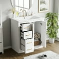 thumbnail image 3 of ENSHUI 30-Inch Freestanding Bathroom Vanity, Solid Wood Frame, Ceramic Sink Combo, 3 Drawers, White, 3 of 12