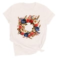 thumbnail image 2 of Mifsaly 4Th of July Independence Day T-Shirt Women Floral Wreath American Flag Patriotic Tees Crewneck Short Sleeve Cotton Top XXL, 2 of 7