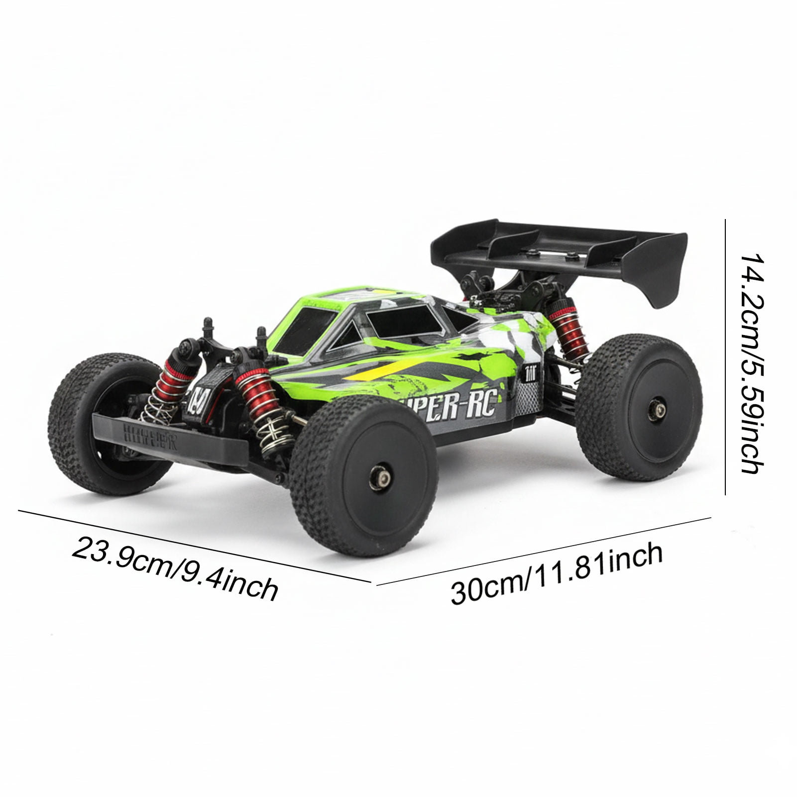 All Terrain 1:14 Scale 4WD Off Road High Speed RC Monster Truck, 35KM/H Fast Racing Car, Dual Batteries, Proportional Steering, LED Lights