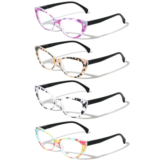 4 Pairs Lot Women Cateye Mosaic Pattern Fashion Reading Glasses Reader 2.75