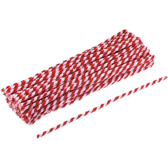 Pipe Cleaners Chenille Stems 30cm/12 Inch for DIY Art Creative Crafts Decorations, Red White Pack of 100