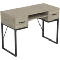 thumbnail image 1 of Pemberly Row 42.5"L 2-Drawers 1-Shelf Black Metal Computer Desk in Dark Taupe, 1 of 1