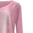 thumbnail image 5 of Women's Rhinestone Skull Print Tops Long Sleeve Pullover Sweatshirt Loose Casual Summer Fall V Neck Cotton T-Shirts, 5 of 5