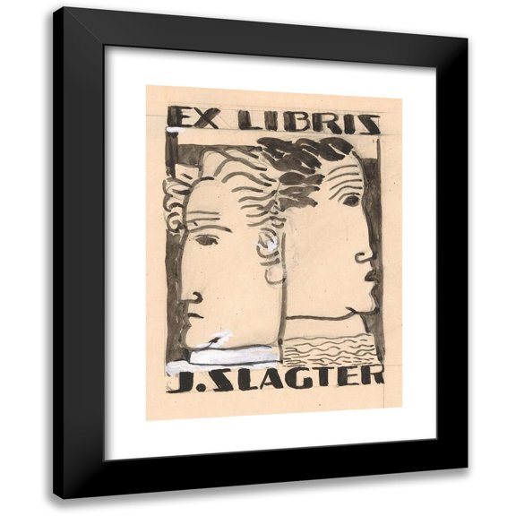 Leo Gestel 11x14 Black Modern Framed Museum Art Print Titled - Ex Libris for J. Slagter (Design) (1935)