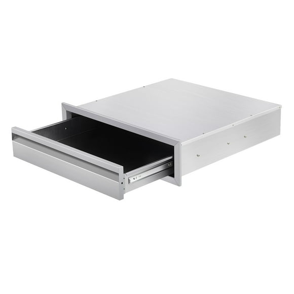 Kojooin Outdoor Kitchen Single Drawers,30" W x 6.5" H x 23" D Stainless Steel Built-in Drawer,Flush Mount BBQ Single Drawers with Divider,for Outdoor Kitchen Island or Patio Grill Station