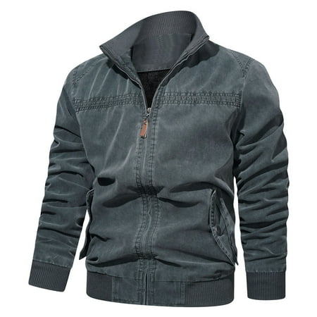 

Larisalt Mens Jackets Fashion Men s Canvas Cross Trail Workwear Jacket Gray L
