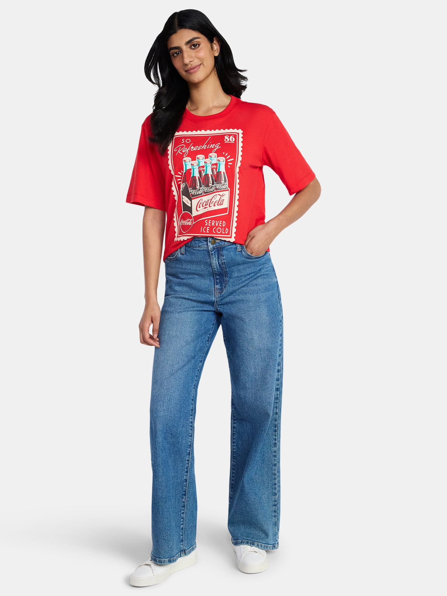 Coca-Cola Women's Boxy Graphic Skimmer Tee, Sizes XXS-XXL