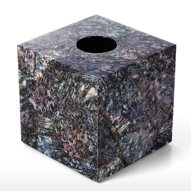 Caja de pañuelos cuadrada Concha de abulón Rayas Piano de madera Barniz para hornear