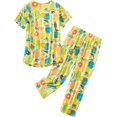 thumbnail image 2 of HAHDAXIA Womens Pajama Set Cotton Capri Pant Pyjama Short Sleeve Sleepwear Summer Pjs, 2 of 5