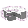 thumbnail image 2 of vidaXL 6 Piece Patio Sofa Set with Cushions Gray Poly Rattan, 2 of 10