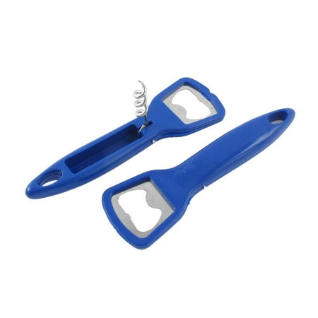 - 2 Pcs Plastic Handle Corkscrew Beer Cap Wine Bottle Opener
