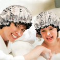 thumbnail image 6 of Shower Caps,Beige Geometric Triangle Pattern Waterproof Shower Cap for Women 4 Pieces,Double Reusable Hair Cover for Shower PEVA Elastic Stretch Hem, 6 of 7