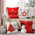 thumbnail image 3 of Christmas Pillow Covers Set of 4 16x16 inch, Red Throw Snowman Pillowcase Winter Holiday Tree Cushion Couch Cover Snowflake Joy Decorations Farmhouse Linen Case, 3 of 5