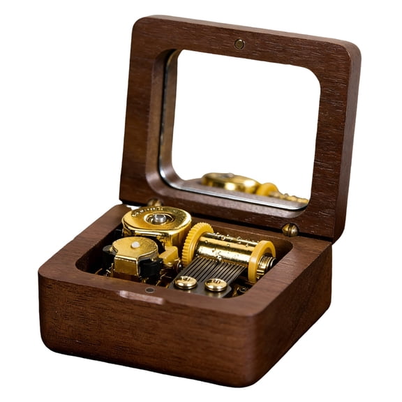 7829 Square Shape Wooden Music Box Wood Mechanism Wind Up Musical Box Ornament Gift