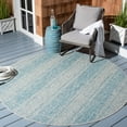 thumbnail image 3 of SAFAVIEH Courtyard Robert Striped Indoor/Outdoor Area Rug, 6'7" x 9'6", Light Grey/Aqua, 3 of 11