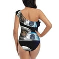 thumbnail image 6 of Yiaed Cat Astronaut Print Women One Piece Swimsuits Tummy Control One Shoulder Bathing Suits Pattern Ruffle Swimwear-X-Large, 6 of 8