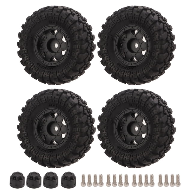 4 neumáticos RC de goma y plástico de 55,5 mm y 1 pulgada, color negro, accesorios para coche RC 1/24 Axial SCX24