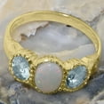 thumbnail image 5 of LBG British Made 18k Yellow Gold Natural Opal & Aquamarine Womens Anniversary Ring - 33 size options - Size 4.75, 5 of 7