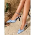 thumbnail image 4 of On feet & in love Women's Pointed Toe Geometric Buckle Slingback Heels - Dual Strap Stiletto Dress Pumps with Adjustable Ankle Strap,Blue,9.5, 4 of 6