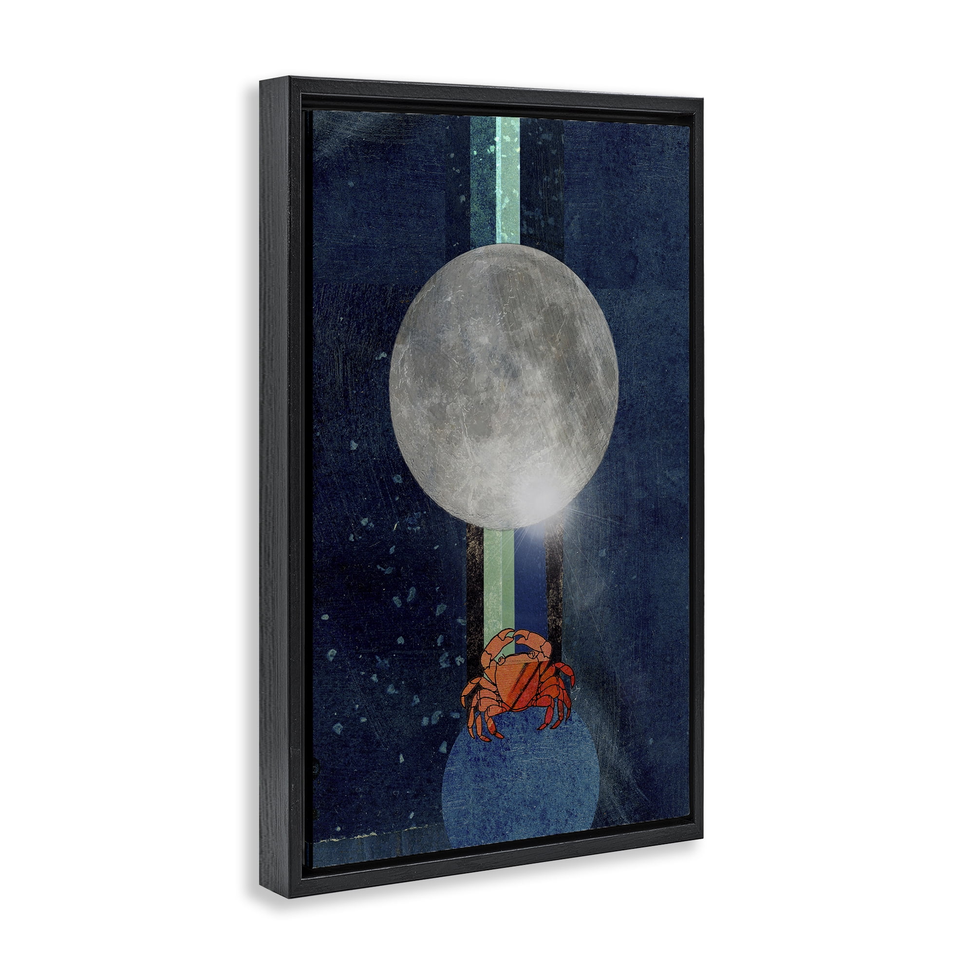 Stupell Industries Surreal Crab Outer Space Animals & Insects Painting Black Floater Framed Canvas Art Print Wall Art, 21 x 31