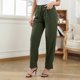 thumbnail image 2 of Pantalones De Color Puro Para Mujer, Pantalones De Cintura Alta, Sueltos, Informales, Elegantes, Con Botones De Color Puro, Cierre De Cremallera, Pantalones Plisados ​​con ANGGREK DE Verde XXL, 2 of 7
