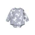 thumbnail image 1 of ZAXARRA Pâques Barboteuse Bébé Garçon Imprimé Rabbit Manches Longues Col Rond Combinaisons Printemps Automne Justaucorps Décontractés pour Bébé, 1 of 9