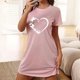 thumbnail image 1 of Camisón corto de talla grande para mujer, camisón de manga corta con estampado de pecho a la moda, camisón para mujer, 1 of 5