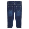 thumbnail image 3 of KIDSCOOL SPACE Little Girls Jeans,Elastic Band Inside Embroidered Heart Both Sides Stretchy Soft Denim Slim Pants,LightBlue,5-6 Years, 3 of 5