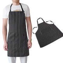 Cheers.US Adjustable Bib Pinstripe Apron with 2 Pockets, Unisex Cooking Kitchen Aprons for Chef Couple BBQ Painting