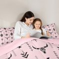 thumbnail image 5 of Homewish Boho Bohemain Tribal Full Size Comforter Sets,Western Bull Skull Bedding Comforter Set,Pink Black Bedding Sets For Boys Kids,Luxury Bedroom Decor Reversible,3 Pieces, 5 of 8
