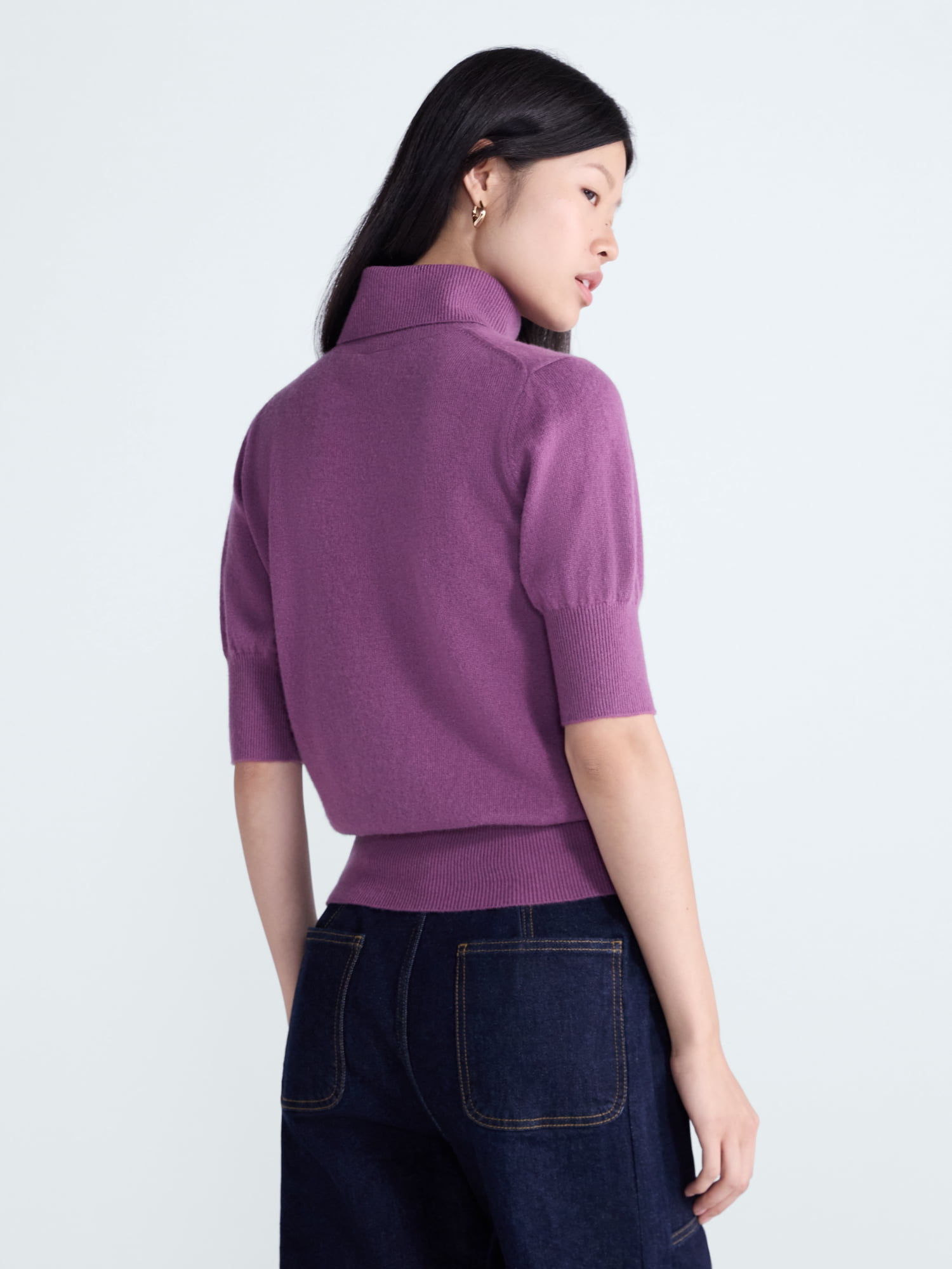 Scoop Women’s and Women’s Plus Cashmere Turtleneck Sweater with Elbow Length Sleeves, Lightweight, XXS-4X