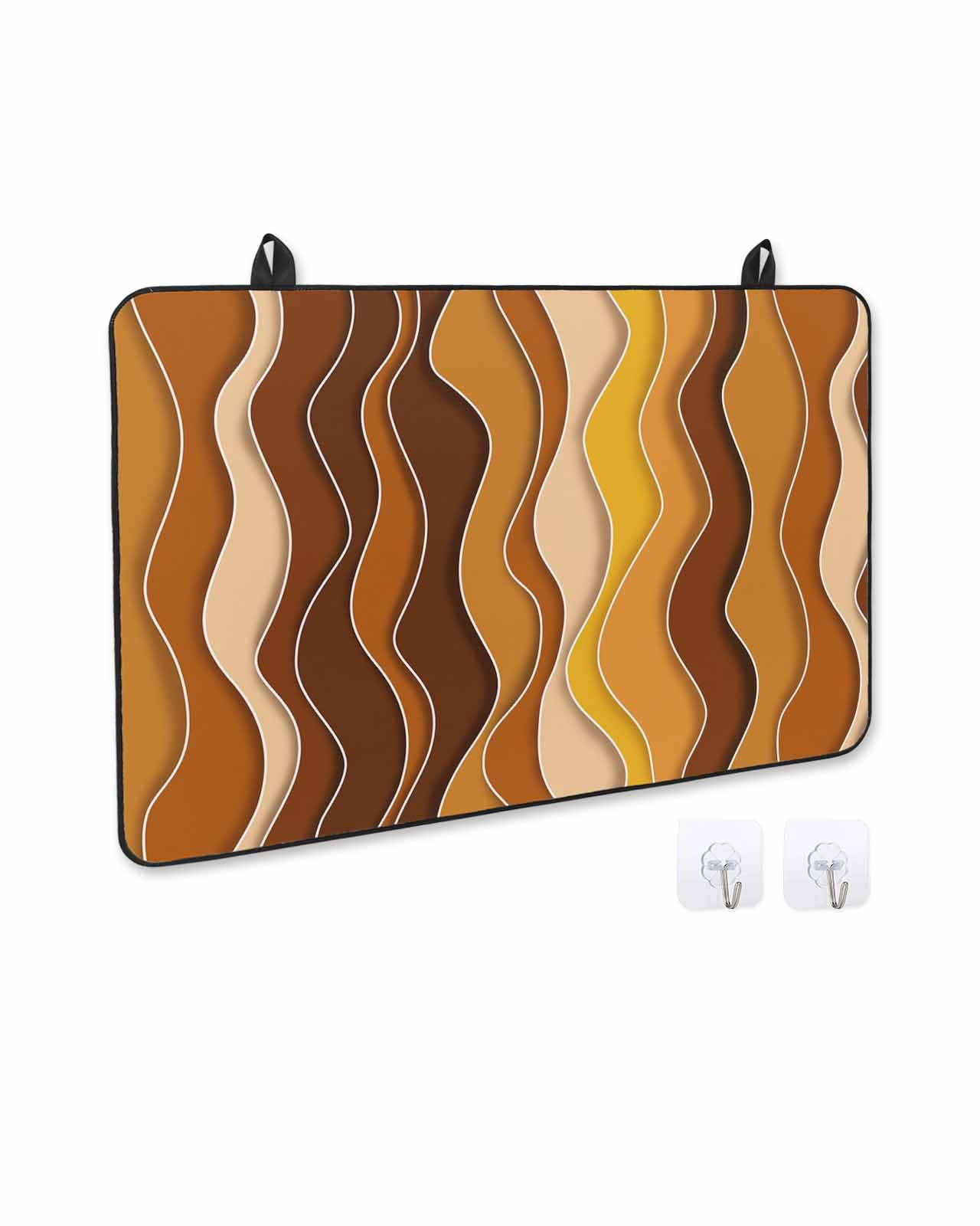 nqOlkjepod Large Induction Cooktop Protector Mat 36"x21", Burnt Orange Ombre Stove Top Covers for Electric Stove, Abstract Art Moire Ocean Waves Stove Burner Cover Mats, Glass Top Stove Cover