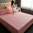 thumbnail image 3 of Large Quilted Waterproof Mattress Cover, Fully Jacquard Fabric, Mattress Protector, Soft Pad for Bed, Home Decor, Luxury (Pink,150x200cm), 3 of 7