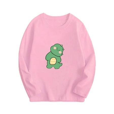 

Aboser Toddler Girls Long Sleeve T-Shirt Cute Dinosaur Graphic Tees Big Boys Girls Basic Shirts Loose Round Neck Pullover Cartoon Clothes Fall Tshirts