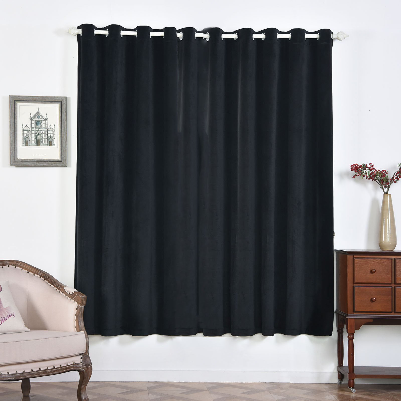Efavormart 2 Panels Blackout Curtains Premium Velvet Thermal Insulated