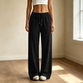 thumbnail image 6 of Nestiefly Baggy Sweatpants for Women Fleece Wide Leg Low Rise Drawstring Pants Elastic Waist Fall Winter Joggers Sweat Shirts Black L, 6 of 10