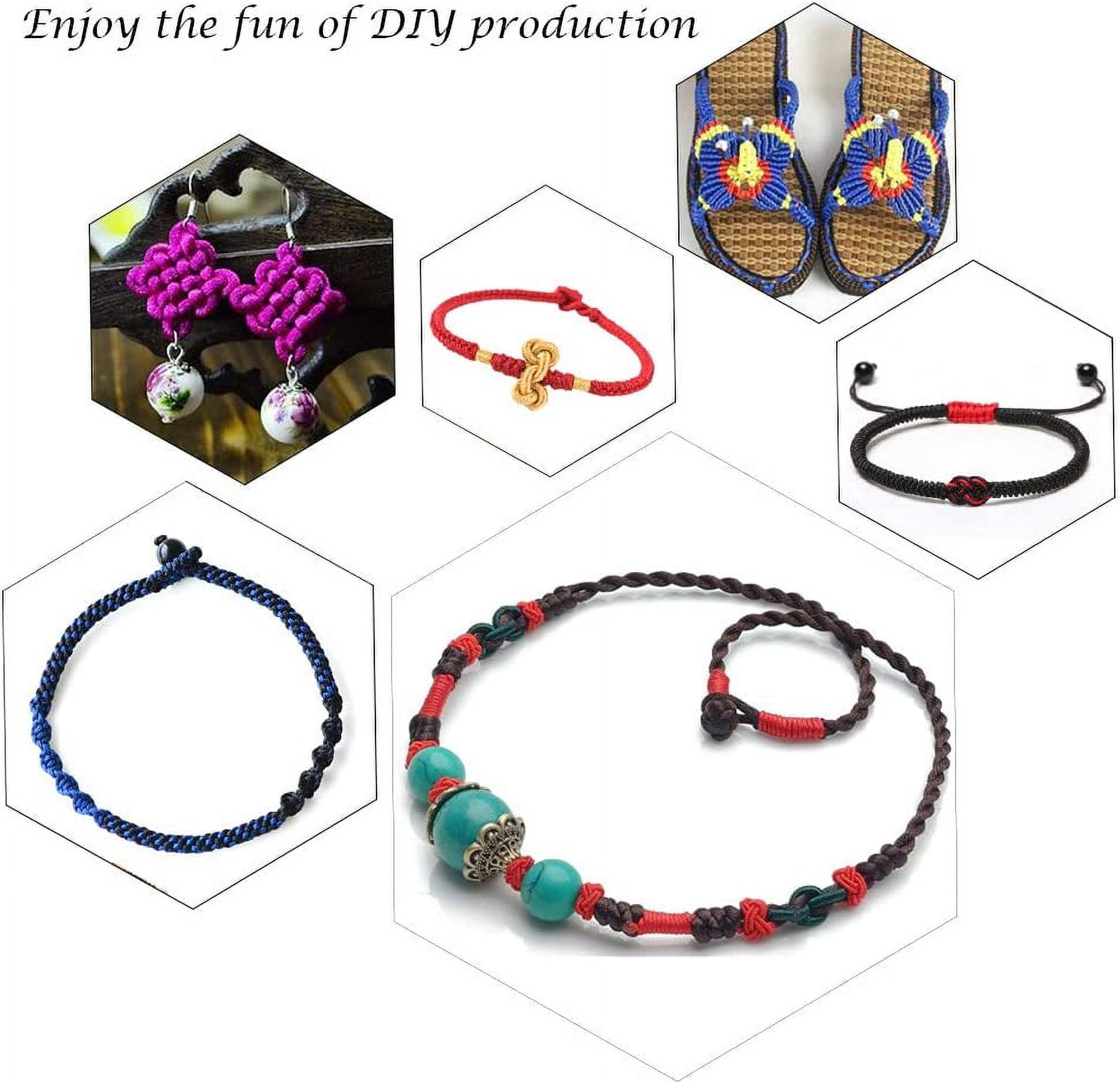20 Colors 650 Yard Rattail Nylon Cord 1mm Chinese Knotting Cord Shamballa Macrame Thread Beading String for DIY Jewellery Making Kumihimo Friendship Bracelets Sewing